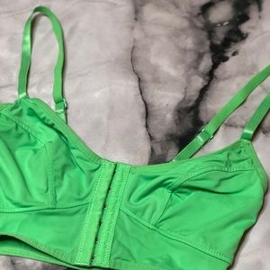 Neon Green Bralette with Corset Style Front